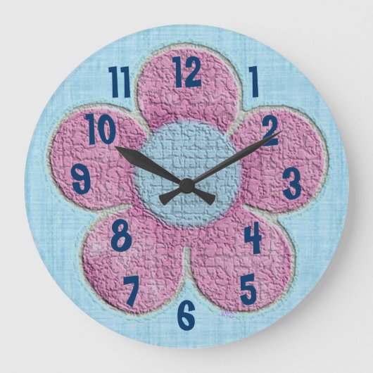 Kids Textured Flower Wall Clock Grote Klok (Voorkant)