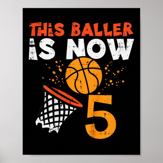 Kids This Ller Is Now 5 Sketll 5th Birthday Bday B Poster (Voorkant)