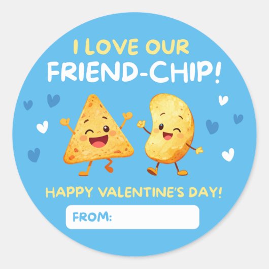 Kids Valentine Stickers – I Love Our Friend Chip (Devant)