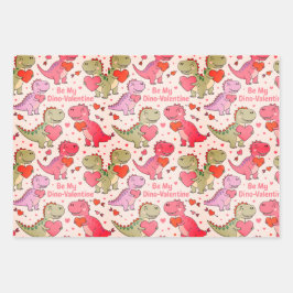 Kids valentine wrap with dinosaurs &hearts inpakpapier vel