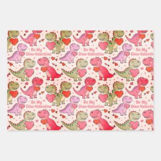 Kids valentine wrap with dinosaurs &hearts inpakpapier vel