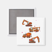 Kids Valentines Day Construction Trucks Boys Kids  Magneet (Voorkant / Achterkant)