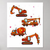 Kids Valentines Day Construction Trucks Boys Kids  Poster (Voorkant)