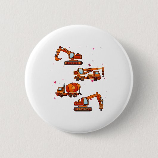 Kids Valentines Day Construction Trucks Boys Kids  Ronde Button 5,7 Cm (Voorkant)