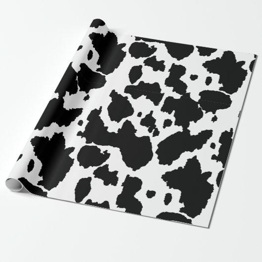 Kids Verjaardag Koeienhuid Print Cadeaupapier (Uitgerold)