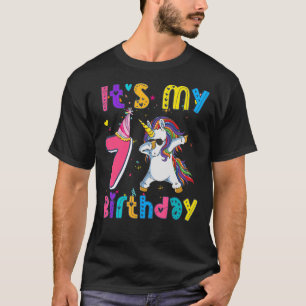 Kids verjaardag meisje eenhoorn 7e ik ben 7 jaar o t-shirt