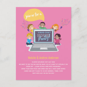 KIDS Verjaardag Online Videochat Virtuele LiveStre Briefkaart