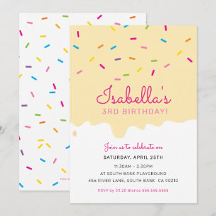 KIDS VERJAARDAG PARTY cake druppels geel Kaart