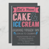 Kids Verjaardag Party Cake Ice Cream Uitnodiging (Voorkant / Achterkant)