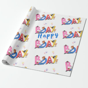Kids Verjaardag Wrapping Paper Happy Beren Party Cadeaupapier