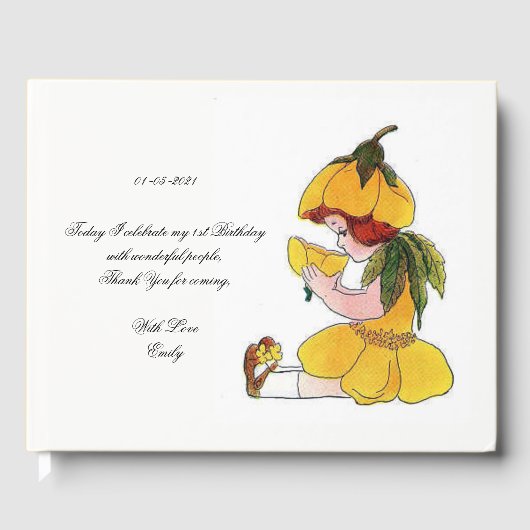 Kids Verjaardagsfeestje Buttercup Schattige Bloeme Gastenboek (Voorkant)