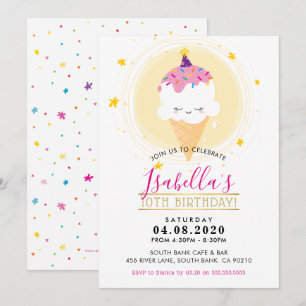 KIDS VERJAARDAGSFEESTJE kawaii ijsje geel Kaart