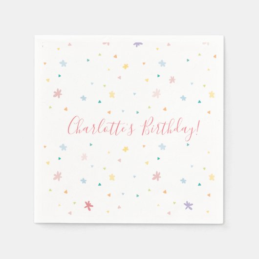 KIDS VERJAARDAGSFEESTJE  pastel kleuren patroon Servet (Voorkant)