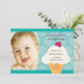 KIDS VERJAARDAGSFEESTJE UITNODIGEN schattige ijsje Kaart (Staand voorkant)