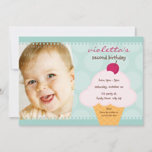 KIDS VERJAARDAGSFEESTJE UITNODIGEN schattige ijsje Kaart (Voorkant)