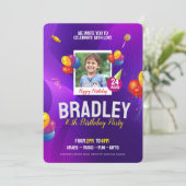 Kids Verjaardagsfeestuitnodiging Flyer Sjabloon Kaart (Staand voorkant)