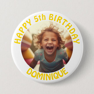 Kids Verjaardagsfoto Button met naam en leeftijd