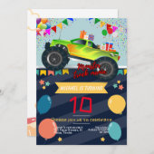 Kids verjaardagsuitnodiging: Monster truck manie, Kaart (Voorkant / Achterkant)