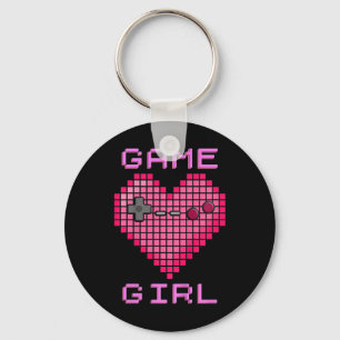 Kids Videogame Meisje Retro Gamen Pixel Hart Cont Sleutelhanger