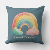 Kids Whimsical Pastel Rainbow in Clouds Kussen (Voorkant)