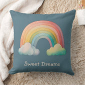 Kids Whimsical Pastel Rainbow in Clouds Kussen (Deken)