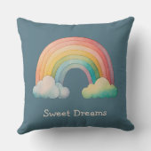 Kids Whimsical Pastel Rainbow in Clouds Kussen (Achterkant)