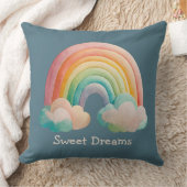 Kids Whimsical Pastel Rainbow in Clouds Kussen (Deken)
