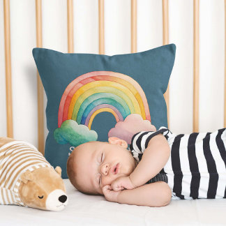 Kids Whimsical Pastel Rainbow in Clouds Kussen