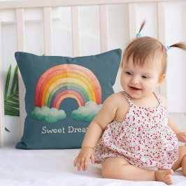 Kids Whimsical Pastel Rainbow in Clouds Kussen