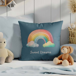 Kids Whimsical Pastel Rainbow in Clouds Kussen