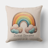 Kids Whimsical Pastel Rainbow in Clouds Kussen (Achterkant)