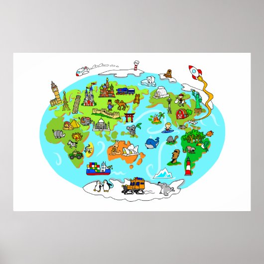 Kids’ World Map Poster (Devant)