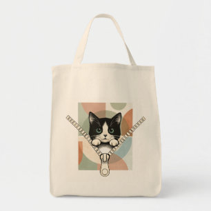 Kiekeboe Kat Boodschappentas Pastel Geometrische A Tote Bag