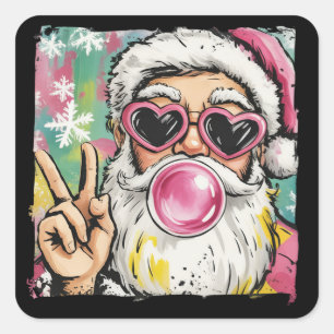 Kiekeboe Kerstman Glitter Coquette Kerst Feestelij Vierkante Sticker
