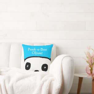 Kiekeboe Panda Persoonlijke naam blauw Kussen