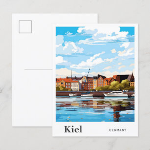 Kiel Duitsland Kunst Vintage Reizen Illustratie Briefkaart