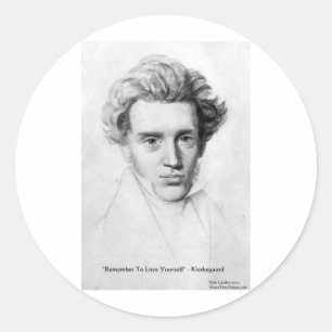 Kierkegaard "Houd van jezelf" Liefdes Cadeau Quote Ronde Sticker