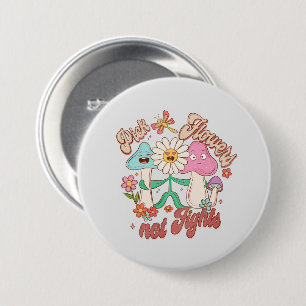 Kies bloemen, geen gevechten - Schattigee en leven Ronde Button 7,6 Cm