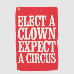 Kies een clown, verwacht een circus anti-Trump pol Golfhanddoek