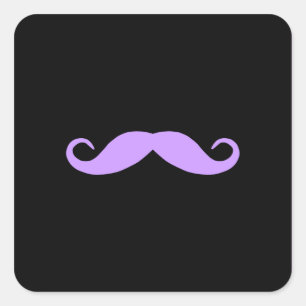 Kies Een Kleur Snor op Zwart Vierkante Sticker