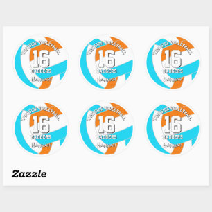 kies ELKE teamkleuren atleet naam volleybal Ronde Sticker