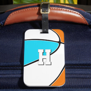 kies ELKE teamkleuren basketbalspeler monogram Bagagelabel
