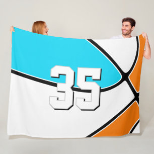 kies ELKE teamkleuren met shirt nummer basketbal Fleece Deken
