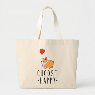 Kies Happy Corgi Lover Gift Dog Quote Corgi mama Grote Tote Bag