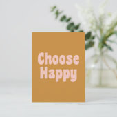 Kies Happy Inspirerend Retro Typography Yellow Briefkaart (Staand voorkant)