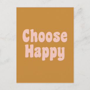 Kies Happy Inspirerend Retro Typography Yellow Briefkaart