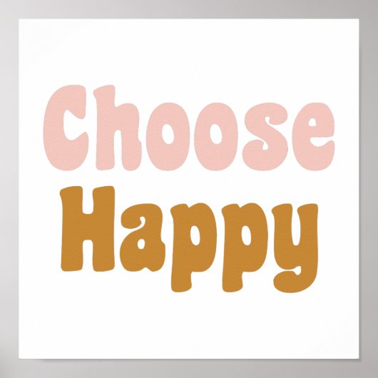 Kies Happy Retro Lettering in Blush en Mustard Poster (Voorkant)