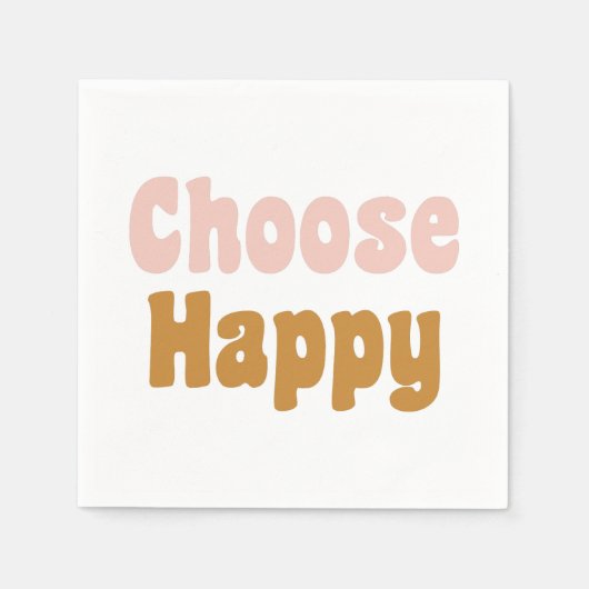 Kies Happy Retro Lettering in Blush en Mustard Servet (Voorkant)