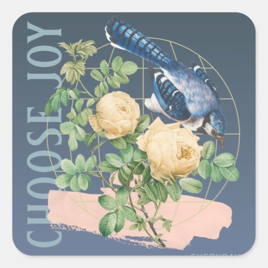 Kies het Joy Floral Ontwerp Vierkante Sticker (Voorkant)
