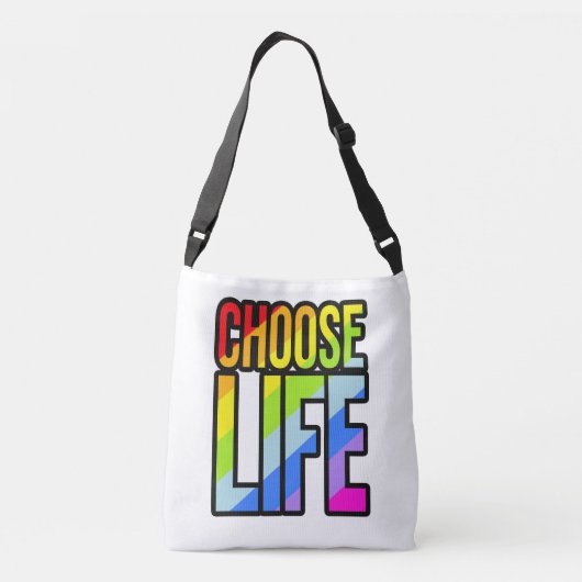 Kies het leven kleurrijke tekst slogan canvas tas (Achterkant)